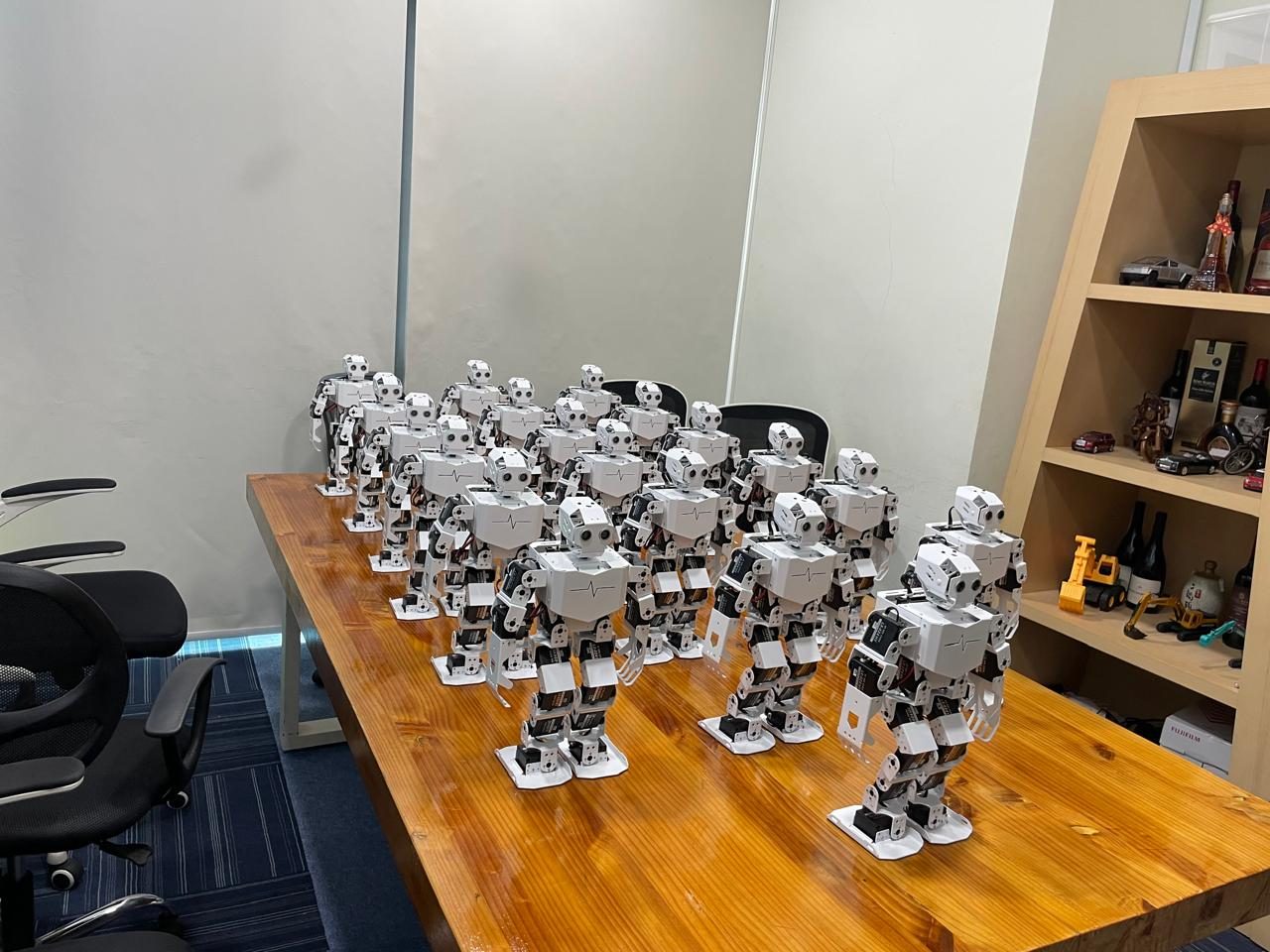 20 Tonybot humanoid robots lined up